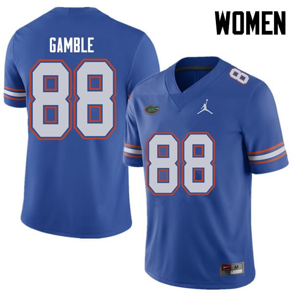 Women's NCAA Florida Gators Kemore Gamble #88 Stitched Authentic Jordan Brand Royal College Football Jersey YYV4265KV